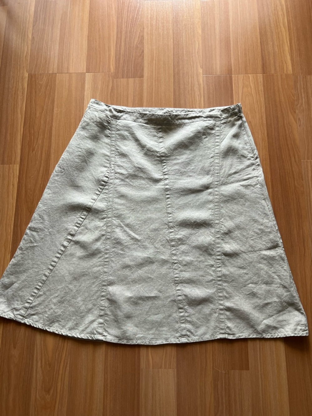 Eileen Fisher Linen Skirt XL Beige A-Line Minimalist - Picture 2 of 10